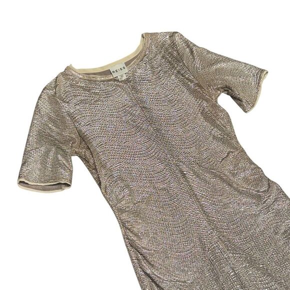 Women’s REISS Abellia Metallic Silver Ruched Bodycon MINI Dress size 6 - Picture 5 of 10